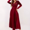 Puošni plisuota veliūrinė suknelė  "MAGDA" bordo