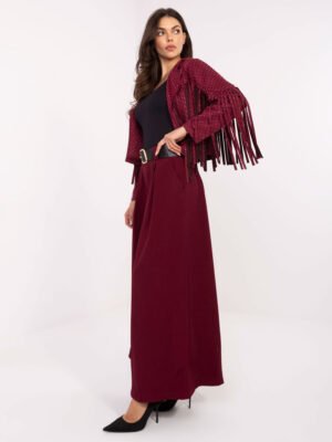 Alternative view of Palazzo stiliaus kelnės su klostėmis ir diržu "MORRI" bordo