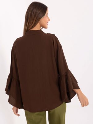 Alternative view of Puošnūs marškiniai su raukiniais MI-KS-32330.05P ruda