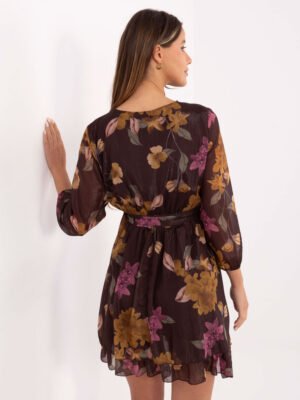 Alternative view of Raštuoto audinio suknelė IT-SK-10706.86 ruda