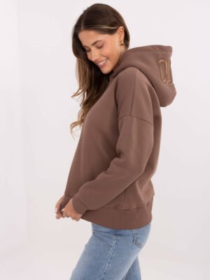 Alternative view of Laisvalaikio džemperis su užrašu ant gobtuvo "QUEEN" ruda