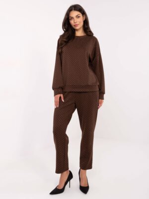 Džemperio ir kelnių komplektas su smulkiais taškeliais "DOREEN" ruda