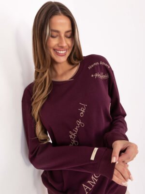 Alternative view of Medvilninis džemperis laisvo modelio RV-BL-A968.00 bordo