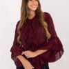 Puošnūs laisvo modelio medvilniniai marškiniai "OREO" bordo