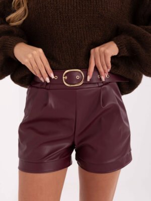 Alternative view of Eko odos šortai su diržu "ORIS" bordo