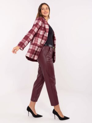 Alternative view of Tamprios odos imitacijos kelnės "MAGNA" bordo