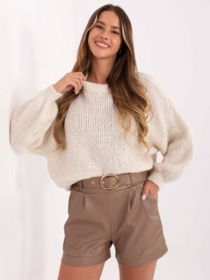 Eko odos šortai su diržu "ORIS" tamsi smėlio