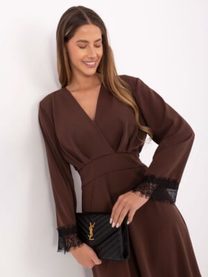 Alternative view of Lengvai krentančio audinio puošni suknelė MI-SK-92477.18P ruda