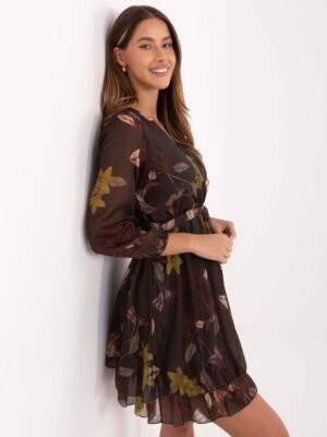 Raštuoto audinio suknelė IT-SK-10706.86 tamsi žalia