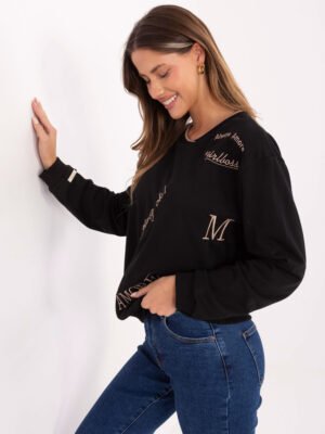 Alternative view of Medvilninis džemperis laisvo modelio RV-BL-A968.00 juoda