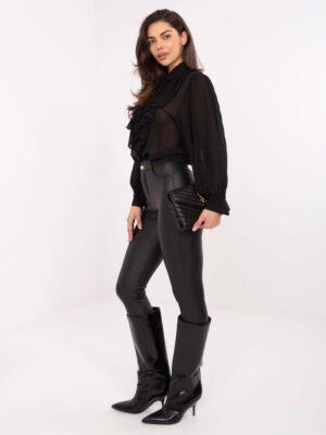 Alternative view of Elegantiški klostuoto audinio marškiniai "FERRI" juoda