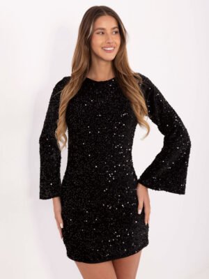 Puošni blizgi kokteilinė suknelė "NIKKA" juoda