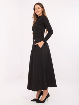 Alternative view of Klostuotas midi sijonas su dekoratyvine saga "MANNI" juoda