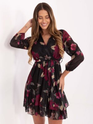 Raštuoto audinio suknelė IT-SK-10706.86 juoda