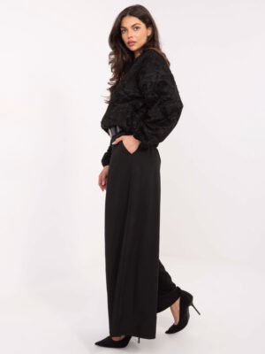 Alternative view of Palazzo stiliaus kelnės su klostėmis ir diržu "MORRI" juoda