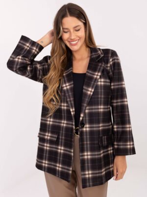 Oversize languotas švarkas "RENEE" juoda-smėlio