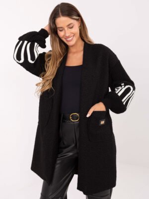 Stilingas kardiganas su megztomis rankovėmis IT-SW-80678.84 juoda