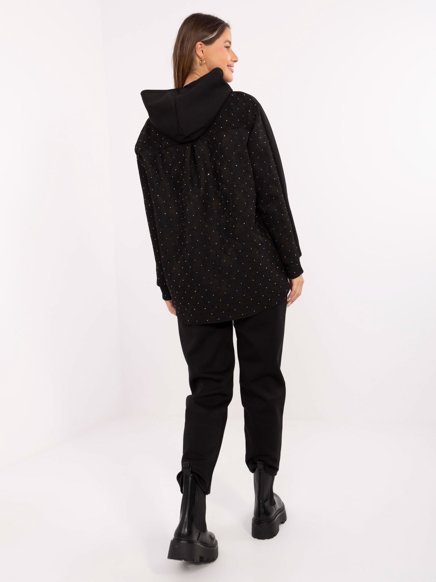 Laisvalaikio komplektas su sluoksniuotu džemperiu ir kelnėmis "PREPPY" juoda - Image 4