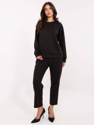 Džemperio ir kelnių komplektas su smulkiais taškeliais "DOREEN" juoda