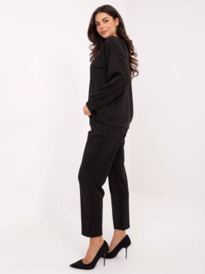 Alternative view of Džemperio ir kelnių komplektas su smulkiais taškeliais "DOREEN" juoda