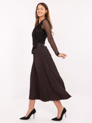 Alternative view of Plisuoto audinio sijonas "SMALL DOTS" ruda