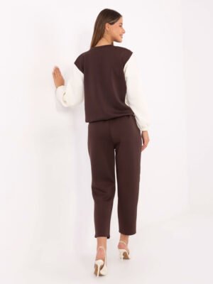 Alternative view of Laisvalaikio komplektas su dvisluoksniu efektu ir leopardo rašto juostelėmis "COSMINA" ruda