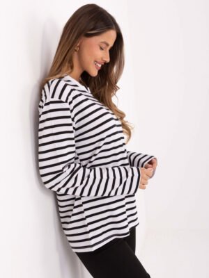 Alternative view of Casual stiliaus dryžuota palaidinė "JUSTY"juoda