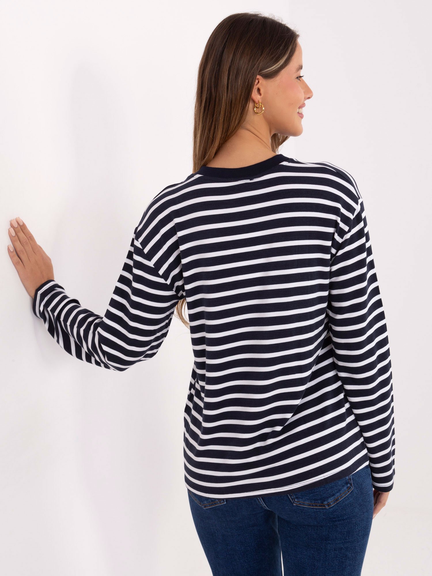 Casual stiliaus dryžuota palaidinė "JUSTY" tamsi mėlyna - Image 2