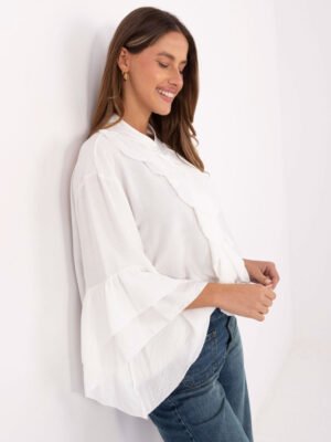 Alternative view of Puošnūs marškiniai su raukiniais MI-KS-32330.05P ecru