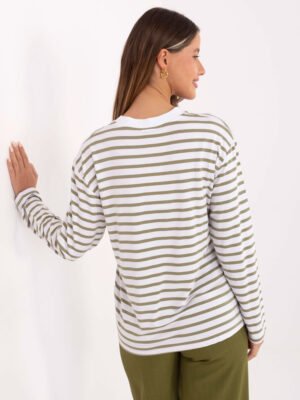 Alternative view of Casual stiliaus dryžuota palaidinė "JUSTY" alyvuogių