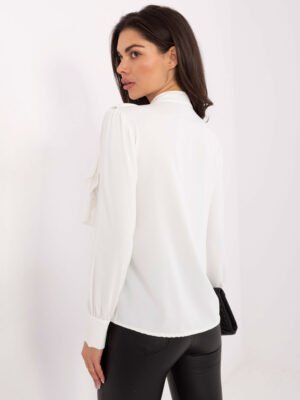 Alternative view of Marškiniai su dekoratyvinėmis klostėmis "LAURA" pieno balta