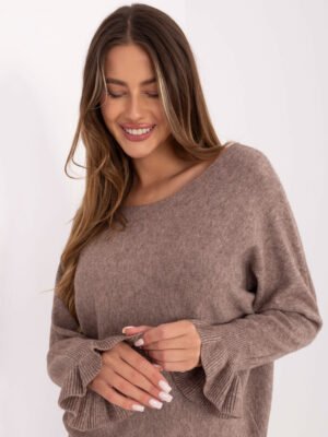 Alternative view of Laisvo modelio megztinis puošniais rankogaliais IT-SW-99717.89 tamsi beige