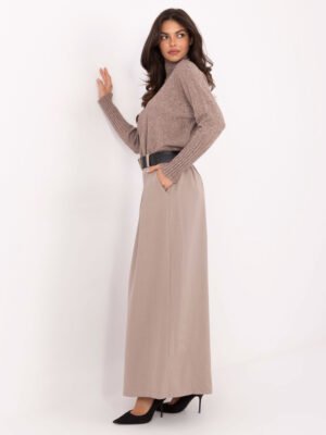 Alternative view of Palazzo stiliaus kelnės su klostėmis ir diržu "MORRI" tamsi smėlio