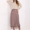 Sijonas su taškeliais ir nėriniais "KATE" dark beige
