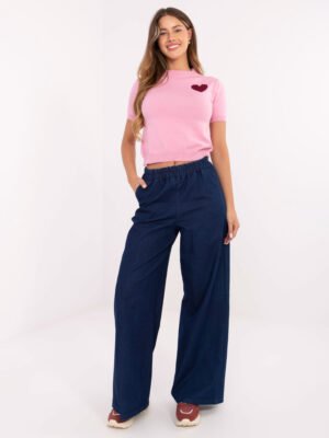 Platūs džinsai su elastingu juosmeniu "LOTTY" tamsi mėlyna