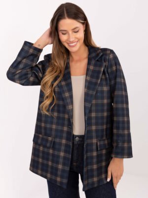 Oversize languotas švarkas "RENEE" granatų-smėlio