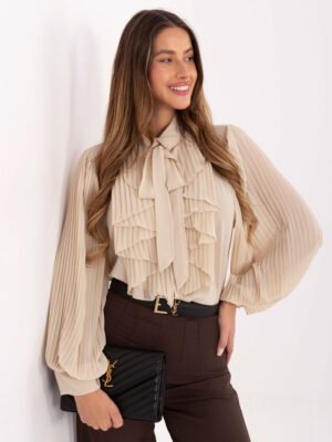 Elegantiški klostuoto audinio marškiniai "FERRI" šviesi beige