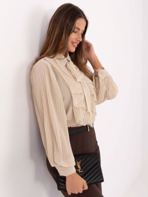 Alternative view of Elegantiški klostuoto audinio marškiniai "FERRI" šviesi beige