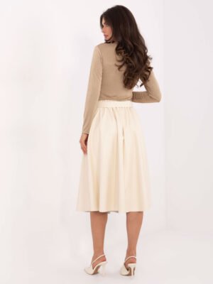 Alternative view of Odos imitacijos midi sijonas su diržu "AGNESS" šviesi smėlio