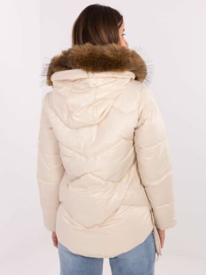 Alternative view of Dygsniuota šilta žieminė striukė "LUCKY" šviesi smėlio