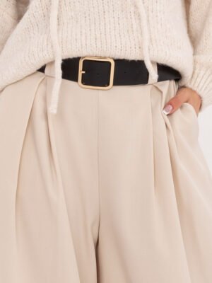 Alternative view of Palazzo stiliaus kelnės su klostėmis ir diržu "MORRI" šviesi smėlio