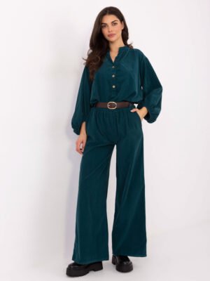 Laisvo modelio velveto audinio marškiniai "MILA" jūrinė