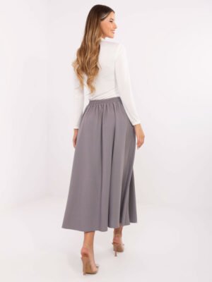 Alternative view of Klostuotas midi sijonas su dekoratyvine saga "MANNI" pilka