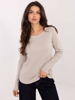 Klasikinė  basic stiliaus trikotažinė palaidinė  "CARLY" smėlio