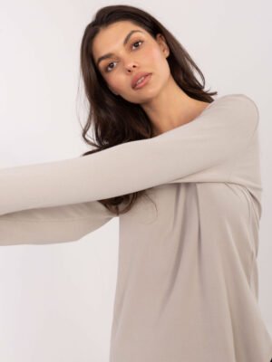 Alternative view of Klasikinė  basic stiliaus trikotažinė palaidinė  "CARLY" smėlio