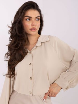 Alternative view of Ilgi marškiniai su skeltukais šonuose "MAREA" smėlio