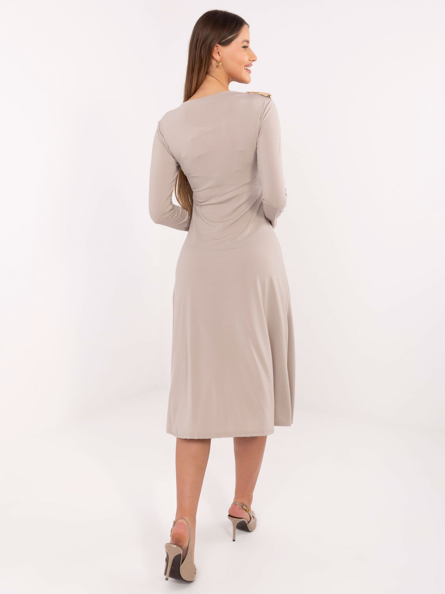 Klasikinė trapecijos formos suknelė "SINA" smėlio - Image 3