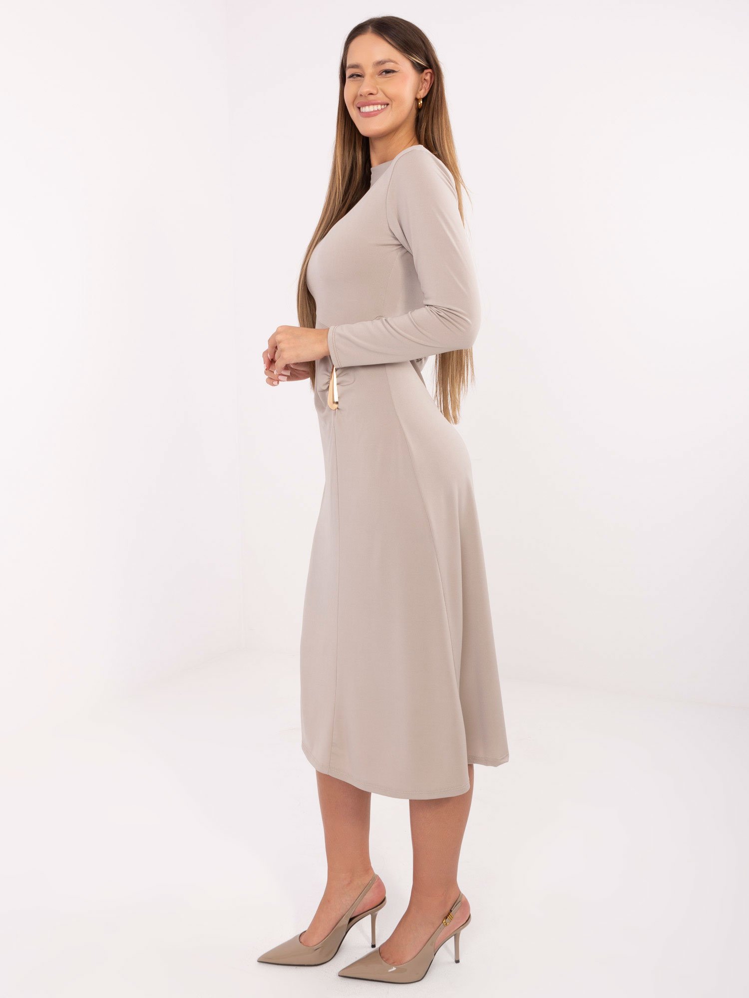 Klasikinė trapecijos formos suknelė "SINA" smėlio - Image 4