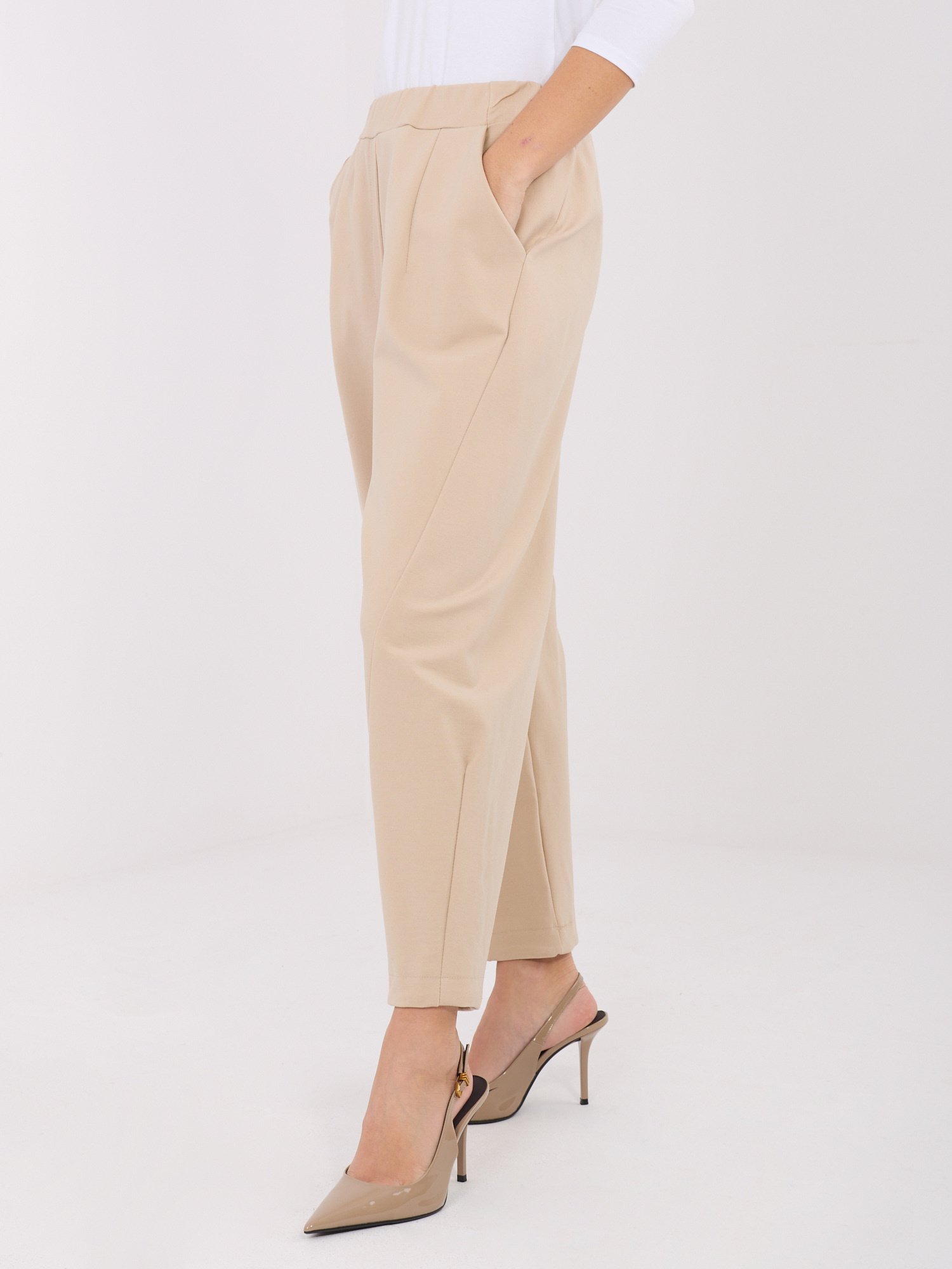 Aukšto liemens 7/8 ilgio laisvo kirpimo kelnės"ALEXA" smėlio - Image 4