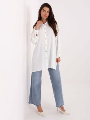 Ilgi marškiniai su skeltukais šonuose "MAREA" balta